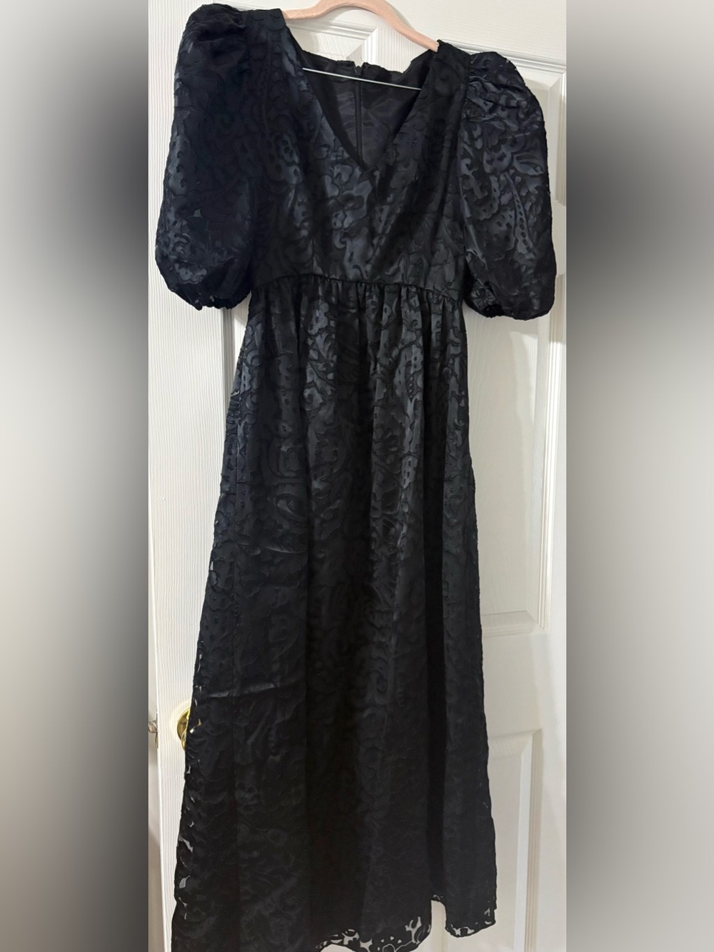 Black Puff Sleeve Maxi Dress